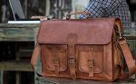 KPL 18 INCH Leather Briefcase Laptop Messenger bag best computer satchel Handmade Bags for men and women - Image 2